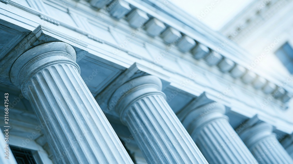 Obraz premium Majestic Neoclassical Architecture with Ionic Columns Evokes Law, Justice, and Government Authority
