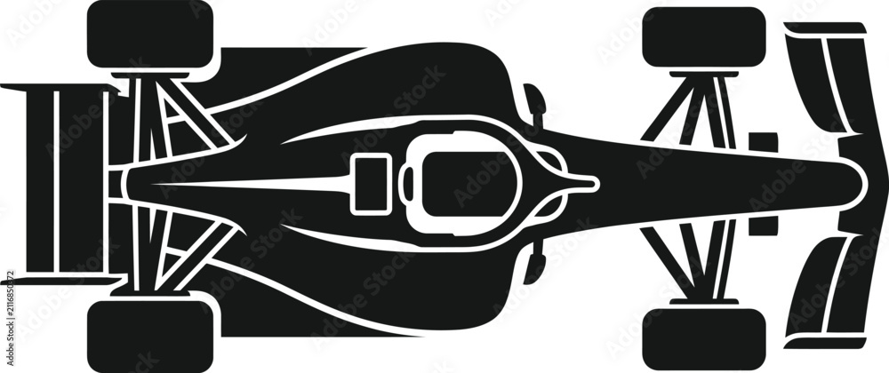 Fototapeta premium Top view formula racing car silhouette vector illustration isolated for motorsport, automotive, speed, and race track design projects