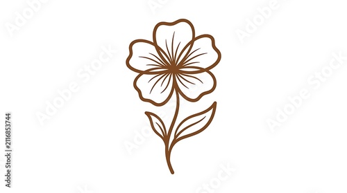 Minimalist hand drawn flower line art sketch with botanical minimalist isolated illustration