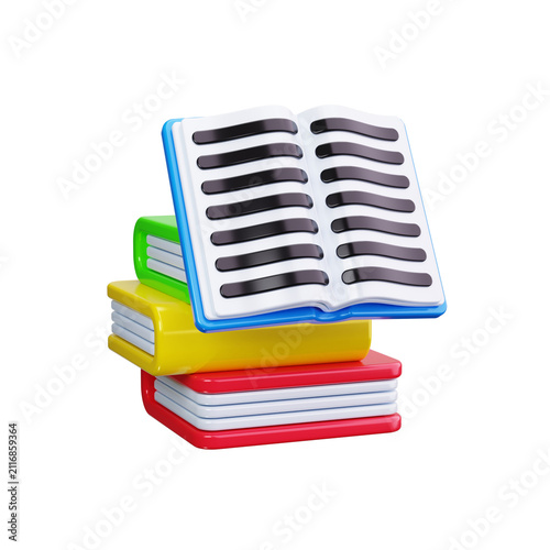 stack of books 3d render icons