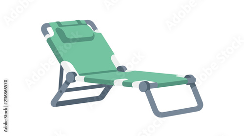 Green lounge chair with metal frame on white background for relaxation and comfort design