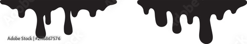 Foto Black paint drip shapes and liquid ink drops design element