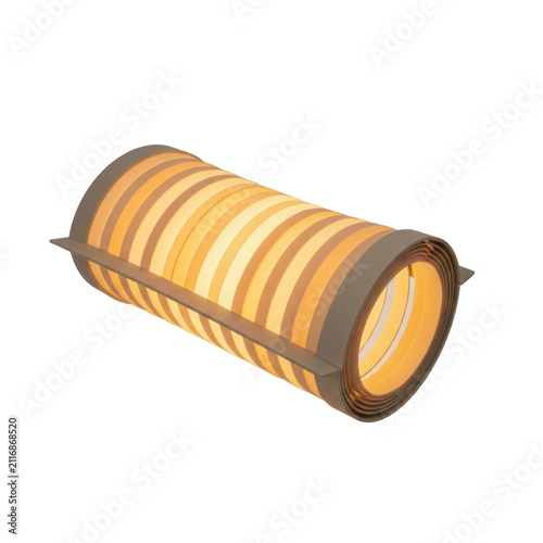 Modern cylindrical table lamp with striped wooden texture design. Stylish home decor lighting accessory for interior spaces and cozy ambiance.