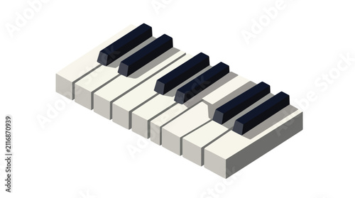 Elegant 3d rendered digital piano keyboard with black white keys in a minimalistic style for music and entertainment themes