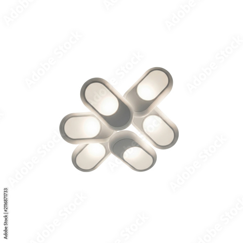 Modern ceiling lamp isolated on white. Minimalist LED light fixture for interior design.
