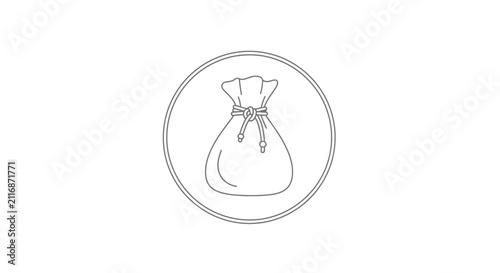 Money Bag Icon - Line Art, Simple, Classic, Finance Symbol