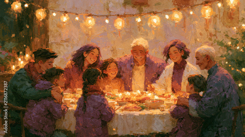 Family holiday dinner celebration gathering festive outdoor string light family holiday dinner celebration gathering festive outdoor banquet