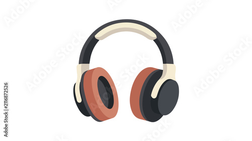 illustration of over-ear headphones in black and pink with realistic details perfect for music and audio technology themed visuals