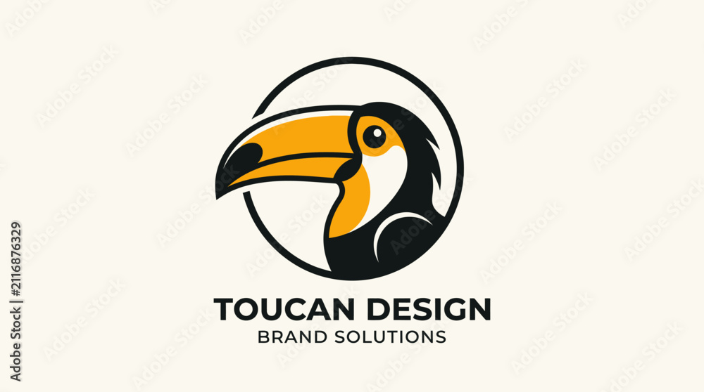 Obraz premium Toucan Design Brand Solutions Logo - Modern Bird Icon for Creative Agency