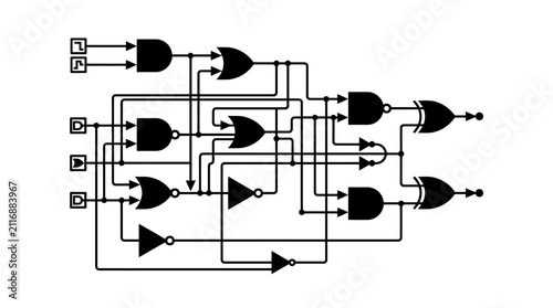 Digital Logic Gate Circuit Diagram Vector Illustration