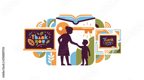 Teacher and Student Thank You Education Concept Illustration