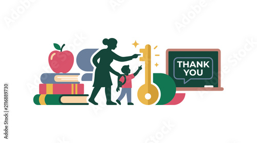 Teacher and Student Unlocking Education Potential Concept