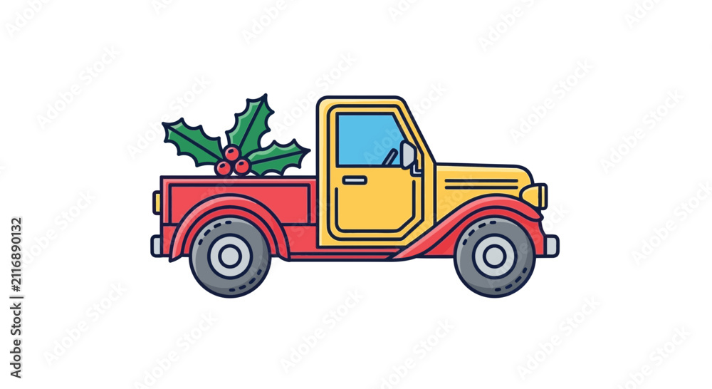 Fototapeta premium christmas truck with holly