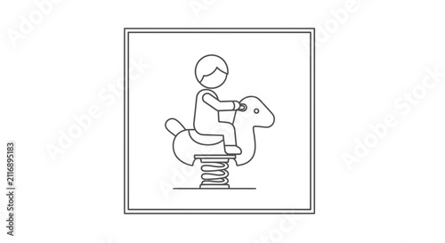 child on spring rider toy