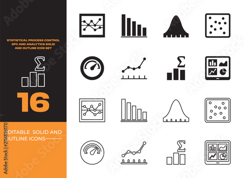 Statistical Process Control SPC Analytics Data Icons