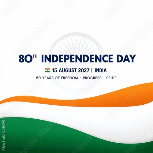 Indian National Flag 80th Independence Day Patriotic Tricolor Celebration Banner