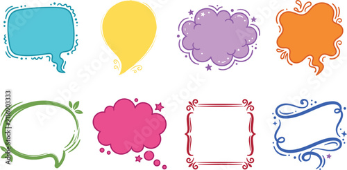 Colorful Decorative Speech Bubble Frames and Comic Dialogue Shapes Vector Set