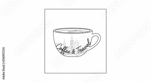 Coffee and Travel Sketch: London Skyline in Mug