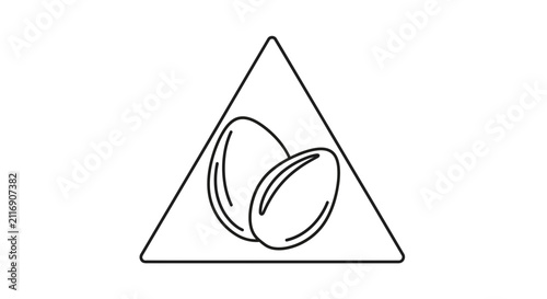 coffee beans icon, triangular warning sign