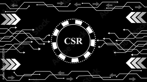 Corporate Social Responsibility C S R Concept Digital Network Arrows Data Flow Technology Blue,4k animation and motion video