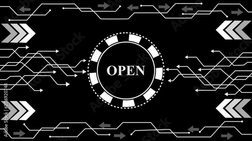 Futuristic Digital Network Flow Open Connection Technology Data Transfer Concept Blue Neon Arrows,4k animation video.4k