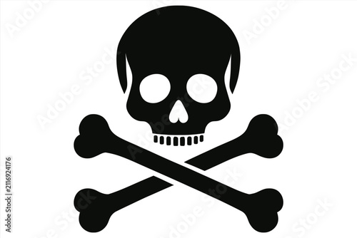 Skull and crossbones icon, danger or poison symbol, vector illustration