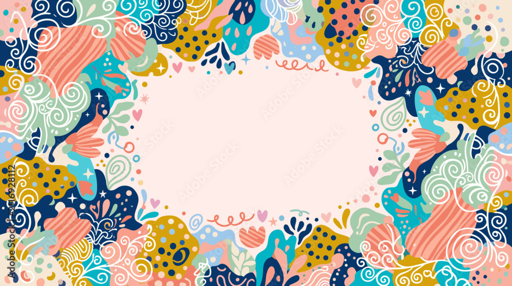 Fototapeta premium Vibrant abstract patterns and shapes, colorful decorative background for celebration design