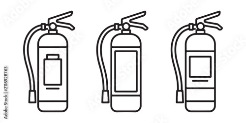 Konstfotografi Fire extinguisher icon set with three different nozzle and label designs on transparent background