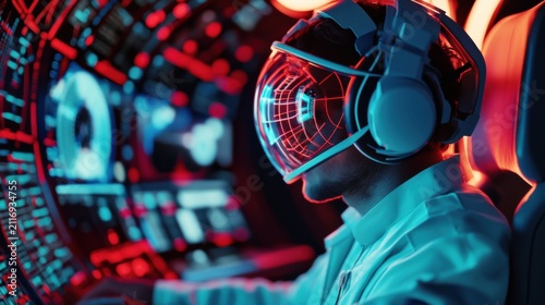 Engaging aviation infographic in vibrant neon colors designed for an immersive virtual reality experience