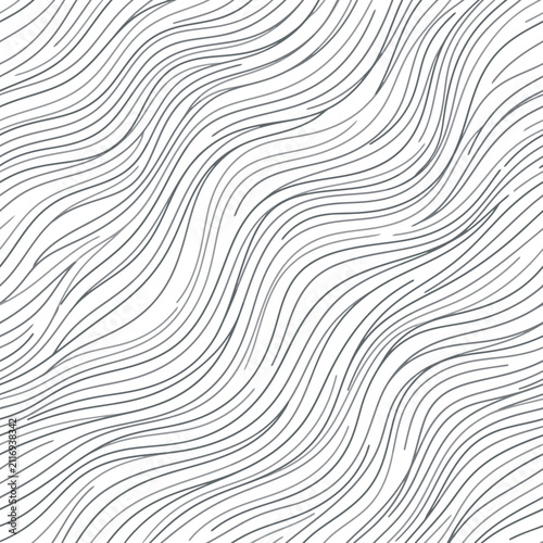 Abstract organic hand drawn line pattern with wavy diagonal strokes on white background vector seamless texture. EPS Editable. Vector Illustrations.
