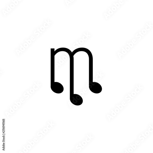 Letter M musical notes logo vector, abstract lettermark M music node icon for audio production, band, and streaming app