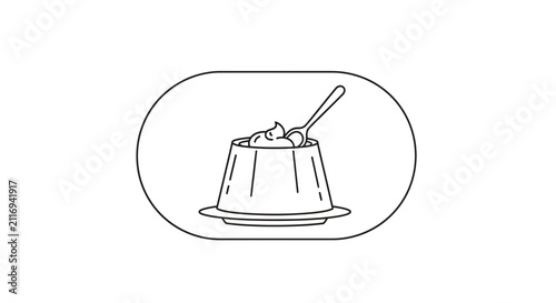 Dessert Pudding Icon Outline Vector