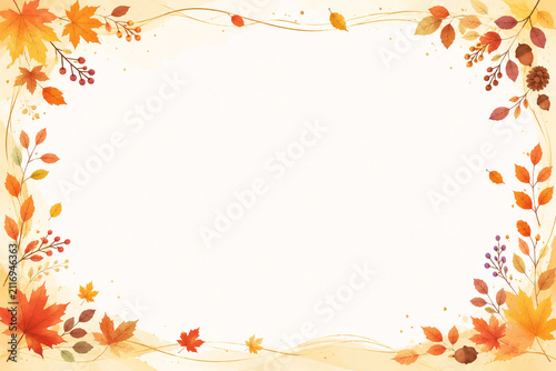 秋の紅葉とイチョウの葉の抽象的なフレーム背景