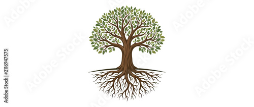 Canvas Print Illustration of a healthy tree with visible roots