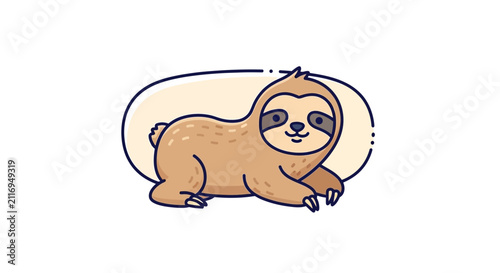 Cute Sloth Cartoon Character Smiling - Vector Illustration