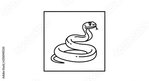 Cute Serpent Illustration, Simple Line Art Animal Icon