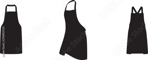 Set of three black apron silhouettes for culinary use