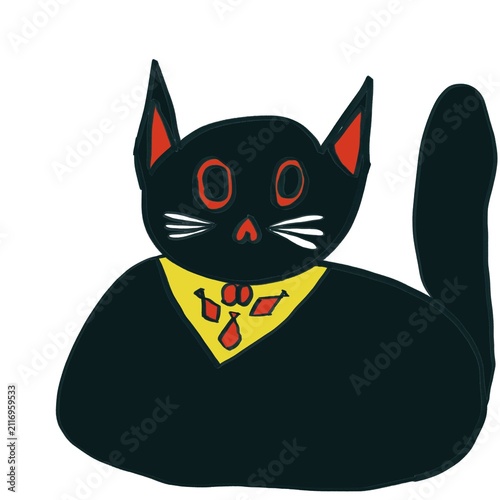 The Spooky Red-Eyed Halloween Cat

