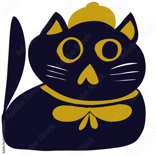 black cat with yellow eye Halloween Black Lucky Cat 