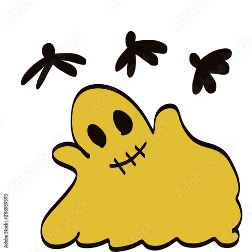 
Simple and cute yellow ghost cartoon illustration for Halloween.
