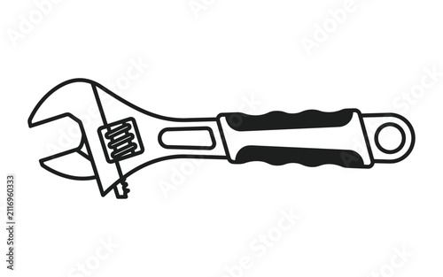 фотографія Adjustable Wrench Outline Vector Illustration
