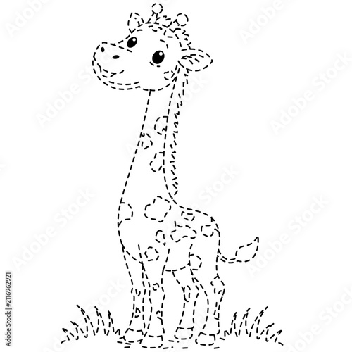 Canvas Print Giraffe walking vector illustration for safari animal collections
