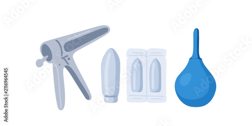 Foto gynecology examination instruments set vector illustration