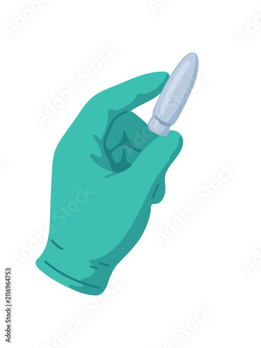 Fotografie medical glove holding rectal suppository vector illustration