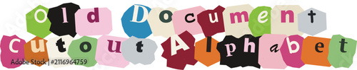 Colorful Ransom Note Style Alphabet Letters Arranged on Isolated Paper Fragments for Creative Graphic Design Projects