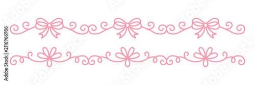 Pastel pink bow and flower dividers for cute graphic design projects