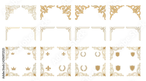 Ornate Golden Decorative Corner Elements Collection - Vintage Flourishes