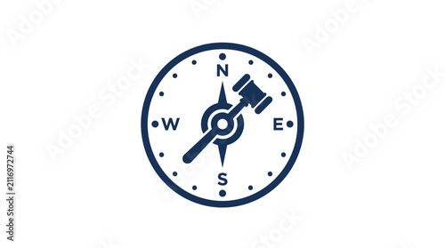 Fotografie Compass with Gavel, Indicating Legal Direction