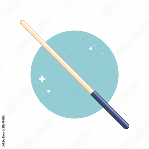 Canvas Print Wooden magic wand with blue handle on teal background.