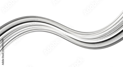 Abstract dynamic silver wave flowing lines isolated on a transparent background for creative design elements